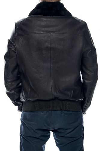 Blouson Cuir Redskins en cuir d'agneau pour Homme Pilot Stafford Black
