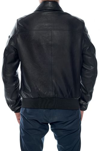 Blouson Cuir Redskins en cuir d'agneau pour Homme Pilot Stafford Black