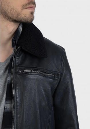 BLOUSON EN CUIR VÉRITABLE COL MOUTON AMOVIBLE COLT 