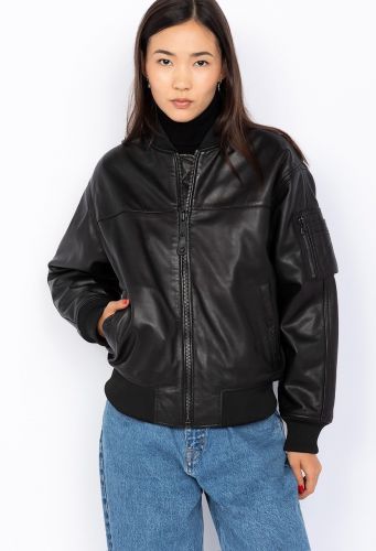 Blouson bomber, cuir d'agneau