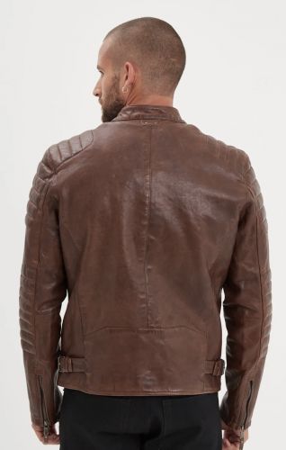 CRUCES BLOUSON CUIR MARRON 
