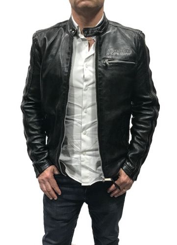 blouson en cuir d'agneau modéle cardiff noir