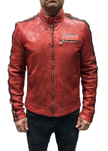 veste en cuir redskins rouge