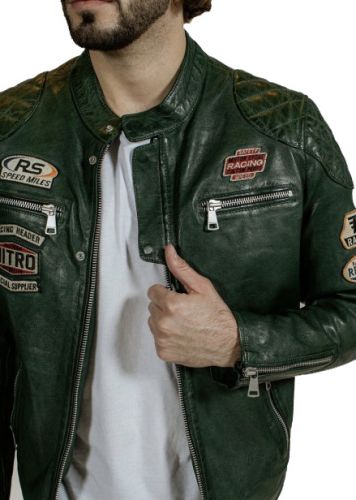 BLOUSON EN CUIR REDSKINS NITRO VERT 