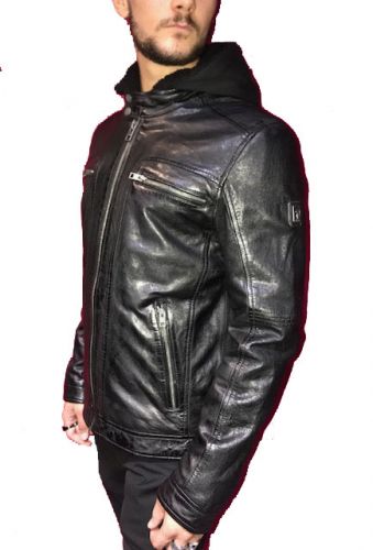 BLOUSON CUIR HOMME MODELE DRINK NOIR 63036
