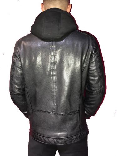 blouson en cuir capuche pour homme oakwood