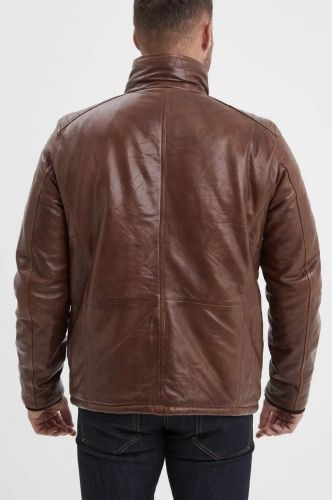 BLOUSON PITT COL AMOVIBLE MARRON DOUBLURE AMOVIBLE