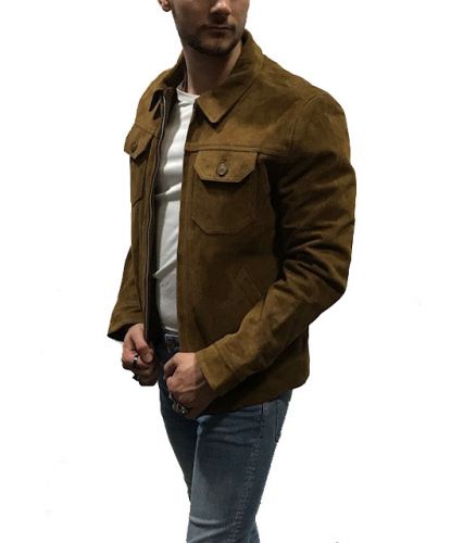 blouson schott en velours de cuir
