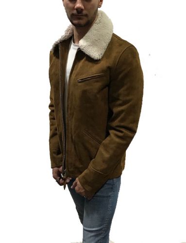 blouson en peau pour homme marron