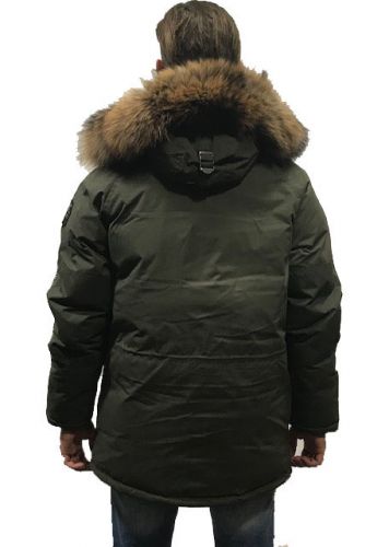Parka SCHOTT ARTICA TANUKI KAKI Fourrure véritable amovible 