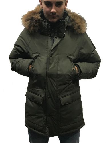 Parka artica f noir fourrure véritable homme à capuche - Revacuir