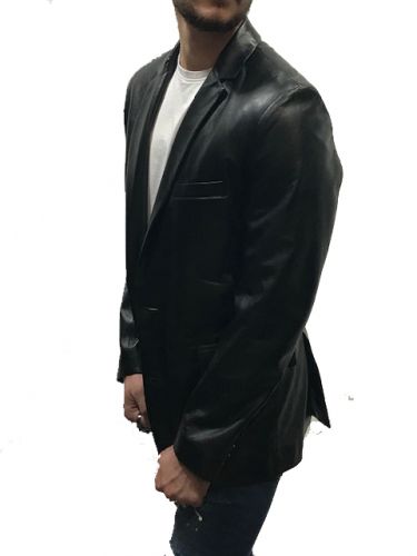 veste de costume en cuir pour homme
