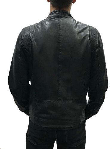 blouson en cuir noir redsknins 