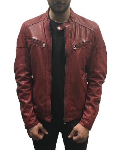 Blouson cuir homme Daytona COLLINS LAMB MOTIF RED