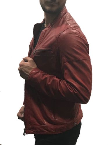 Blouson cuir homme Daytona COLLINS LAMB MOTIF RED