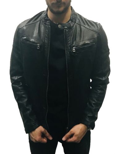 Blouson cuir homme Daytona COLLINS LAMB PAOLO BLACK