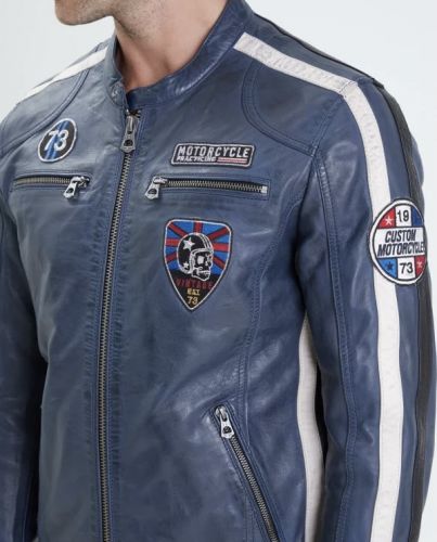 ROLEX BLOUSON CUIR DAYTONA 73 BLEU