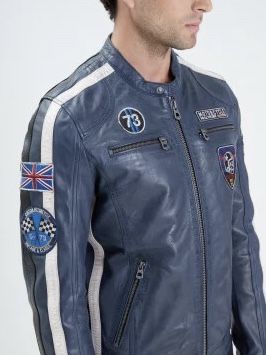 ROLEX BLOUSON CUIR DAYTONA 73 BLEU