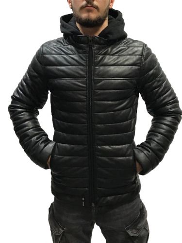 BLOUSON MAESTRO CUIR OAKWOOD NOIR CAPUCHE AMOVIBLE