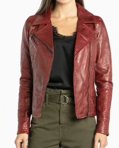 Blouson Cuir Rose Garden Juliette Sheep Aosta Rouge.