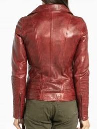 Blouson Cuir Rose Garden Juliette Sheep Aosta Rouge.