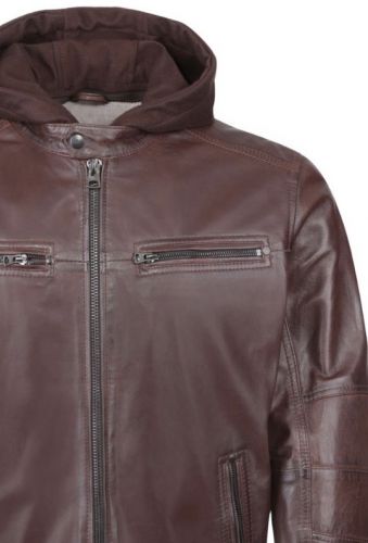 BLOUSON LIAM CUIR OAKWOOD NOIR CAPUCHE AMOVIBLE