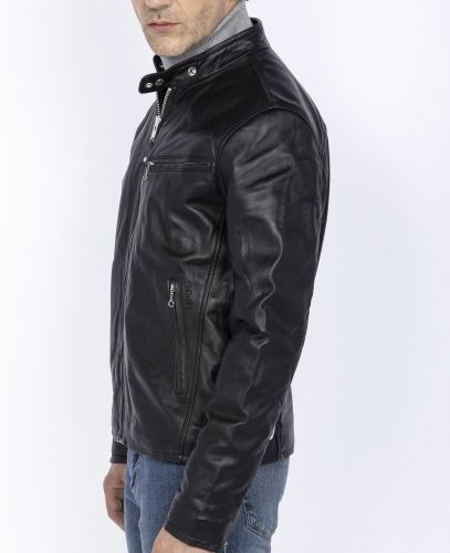 Blouson homme cuir agneau Schott LC949D noir. 