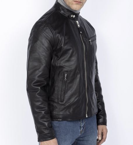 Blouson homme cuir agneau Schott LC949D noir. 