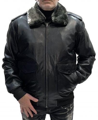 PILOTE CUIR BLACK SKIN COL AMOVIBLE ICON NOIR 