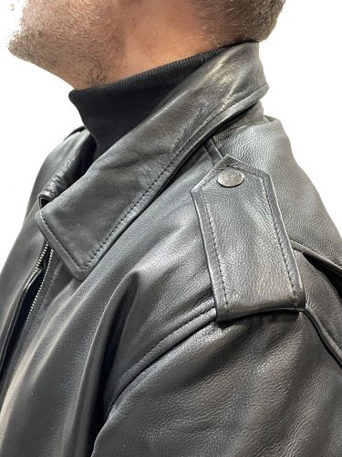 PILOTE CUIR BLACK SKIN COL AMOVIBLE ICON NOIR 