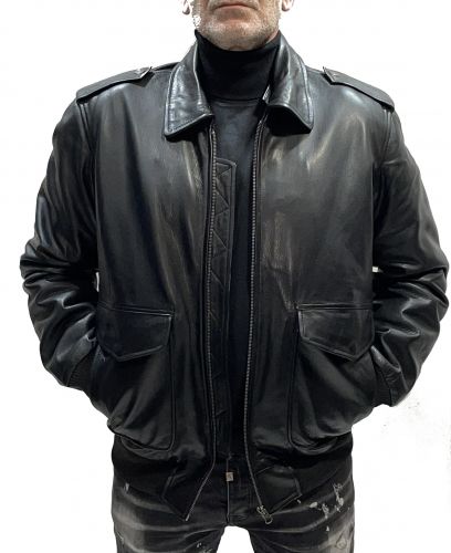 PILOTE CUIR BLACK SKIN COL AMOVIBLE ICON NOIR 