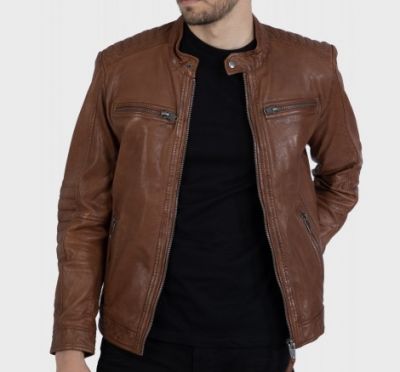 BLOUSON EN CUIR VÉRITABLE OAKWOOD BERLIN6 WHISKY