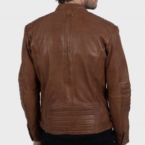 BLOUSON EN CUIR VÉRITABLE OAKWOOD BERLIN6 WHISKY