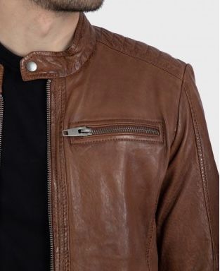 BLOUSON EN CUIR VÉRITABLE OAKWOOD BERLIN6 WHISKY