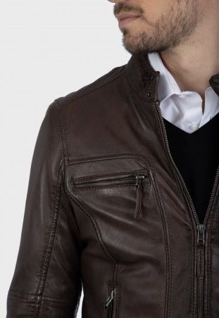 Blouson coupe motard Casey marron