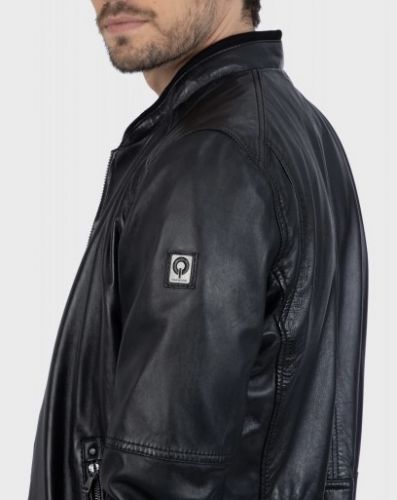 JIMMY (REF. 62061) NOIR - BLOUSON EN CUIR VÉRITABLE CAPUCHE AMOVIBLE