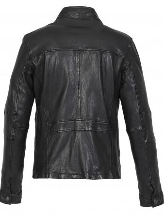 TRUCK  NOIR  BLOUSON COL HAUT EN CUIR VERITABLE