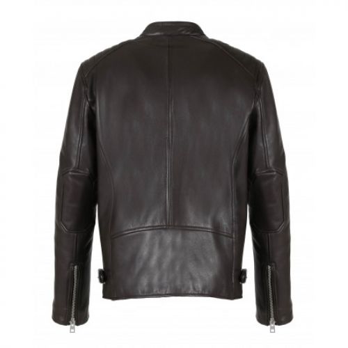 BLOUSON EN CUIR OAKWOOD STEEL MARRON CHOCO