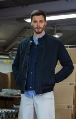 SUPPORTER (REF. 64334) BLEU MARINE - BLOUSON EN CUIR VERITABLE DE CHEVRE VELOURS