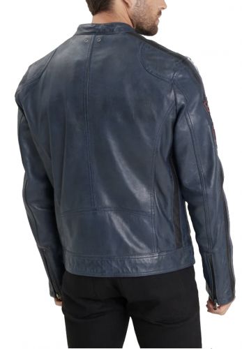 REXRS CUIR DAYTONA 73 BIKER BLEU