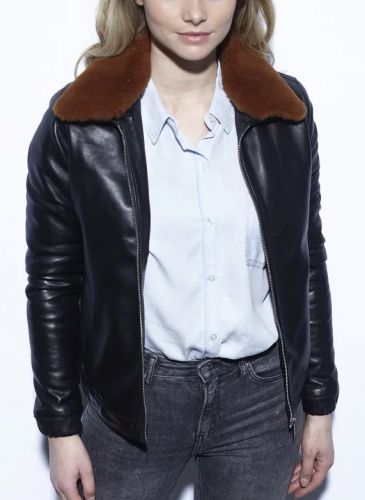 blouson pilote court pour femme en cuir