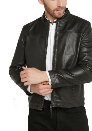 Blouson en cuir Giorgio homme noir JOYCE