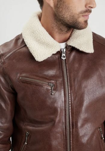 BLOUSON PLATON DE DAYTONA 73 EN CUIR D'AGNEAU COL AMOVIBLE 