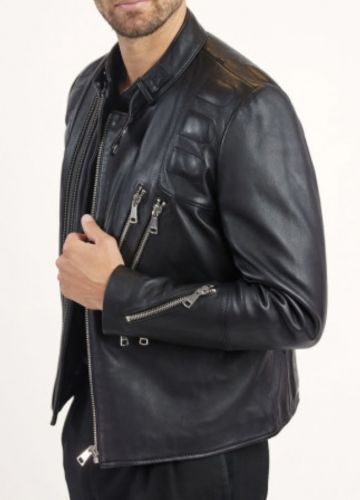 BLOUSON KAYMAN EN CUIR NOIR COLLECTION REDSKINS