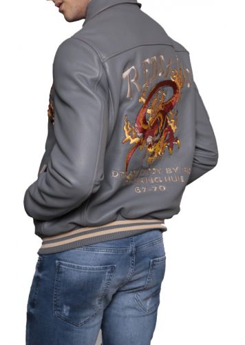 BOMBER  CUIR REDSKINS DRAGON COHIBA GRIS