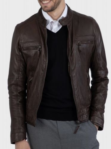 Blouson coupe motard Casey marron