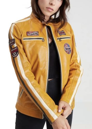 REXY BLOUSON CUIR FEMME STYLE BIKER 