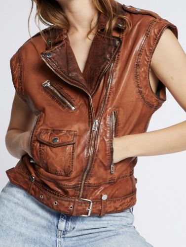 GILET PATINE VINTAGE COGNAC TANINA
