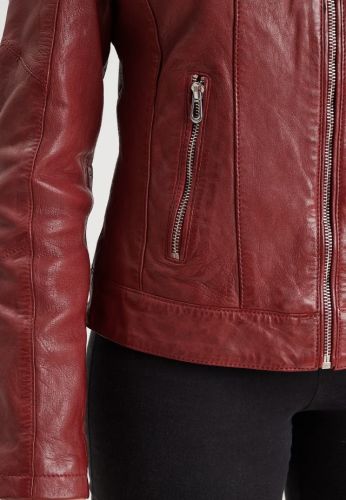 Blouson femme cuir agneau Rose Garden Jodyta rouge. 