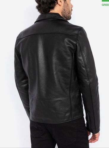 Hamilton - Blouson cuir noir quatre poches veste moto cuir plongé